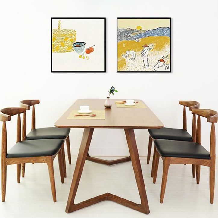 Double Pedestal Rectangle Modern Table Solid Wood Fixed Dining Table Clearhalo ' dining_table' 'Dining Tables & Seating' 'Dining Tables' 'furn' 'furn_dining_table' 'Furniture' 'furniture_dining_table' 'Kitchen & Dining Furniture' 'kitchen&dining_furn' 'kitchen' 'kitchen_dining_table' 1200x1200_ea21e8af-90b3-4210-bebc-3a417462998c