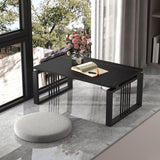 Glam Style Gold Iron Sled Base Coffee Table Rectangle Slate Table