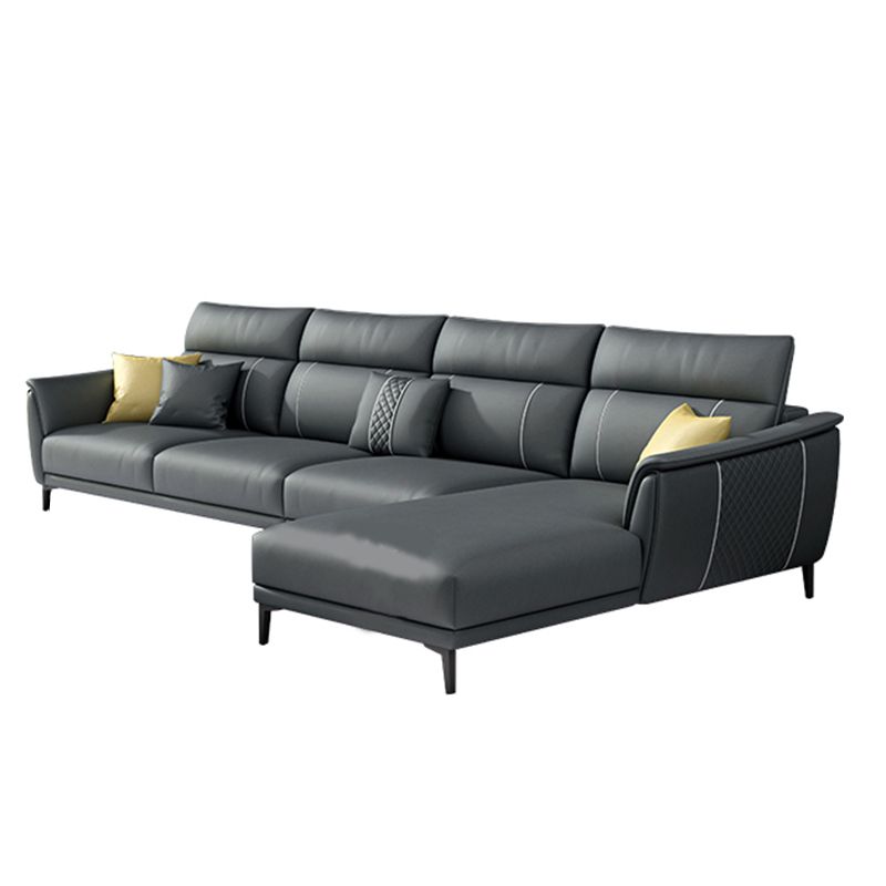 Contemporary Modular Sectional with Pillowed Back Cushions for Four People Clearhalo 'furn' 'furn_sectionals' 'Furniture' 'furniture_sectionals' 'kitchen' 'kitchen_sectionals' 'Living Room Furniture' 'Sectionals' 1200x1200_ea22b445-7bae-4501-b5f6-bf11662938ab