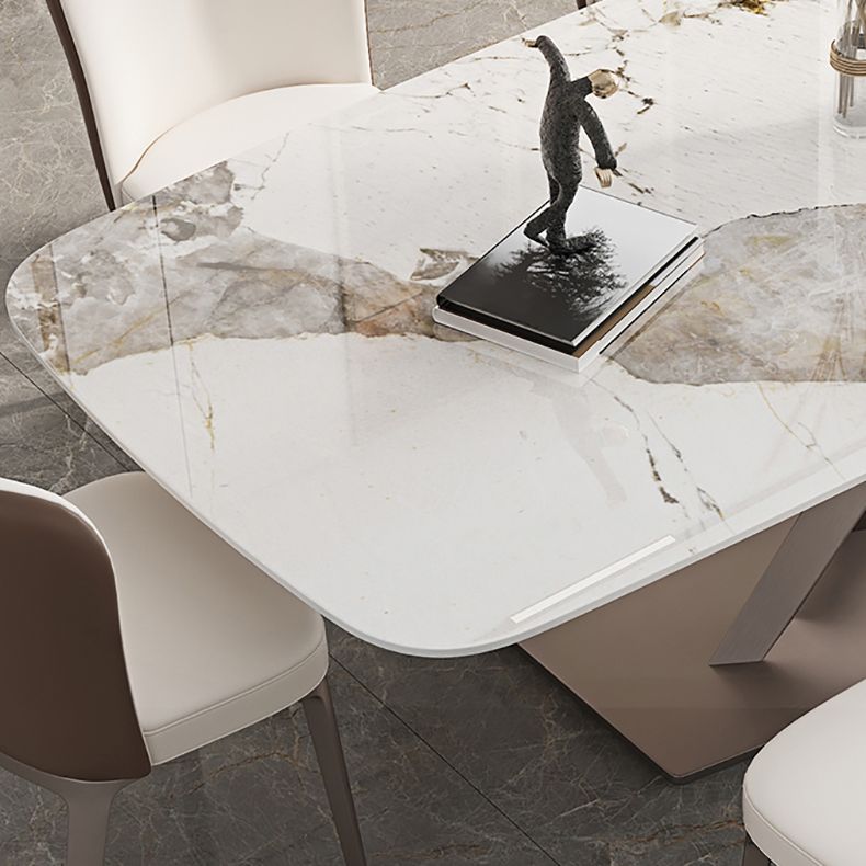 Metal Traditional Luxury Rectangle Table Sintered Stone Dining Table for Kitchen and Dining Room Clearhalo ' dining_table' 'Dining Tables & Seating' 'Dining Tables' 'furn' 'furn_dining_table' 'Furniture' 'furniture_dining_table' 'Kitchen & Dining Furniture' 'kitchen&dining_furn' 'kitchen' 'kitchen_dining_table' 1200x1200_ea273419-f0f8-4dc5-bf23-3d98f6d2f0f3