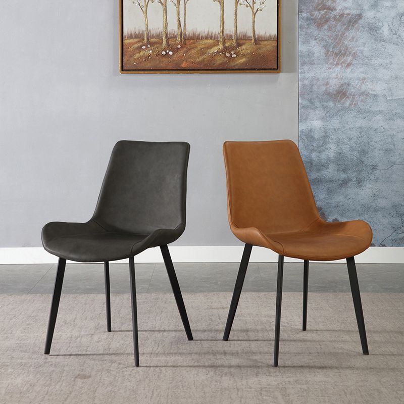 Industrial Indoor Arm Chair Solid Back Metal Upholstered Dining Room Chair Clearhalo ' kitchen&dining_furn' 'Dining Chairs' 'Dining Tables & Seating' 'dining_chair' 'furn' 'furn_dining_chair' 'Furniture' 'furniture_dining_chair' 'Kitchen & Dining Furniture' 'kitchen' 1200x1200_ea286324-928b-41d2-b703-bbba6f938cc1