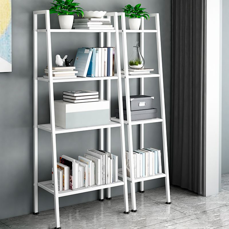 Ladder Metal Bookshelf Modern Bookcase with Rectangular Shelves