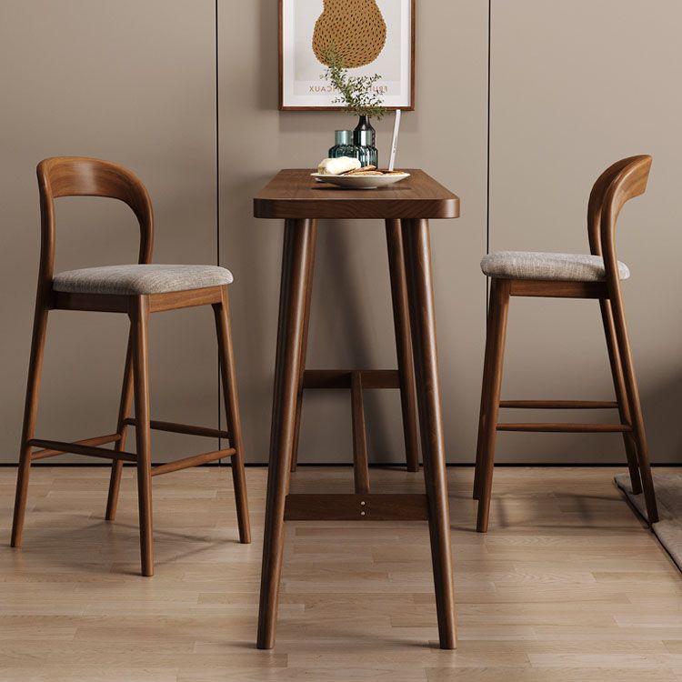 Scandinavian Dining Stools Solid Wood Bar Stools with Footrest
