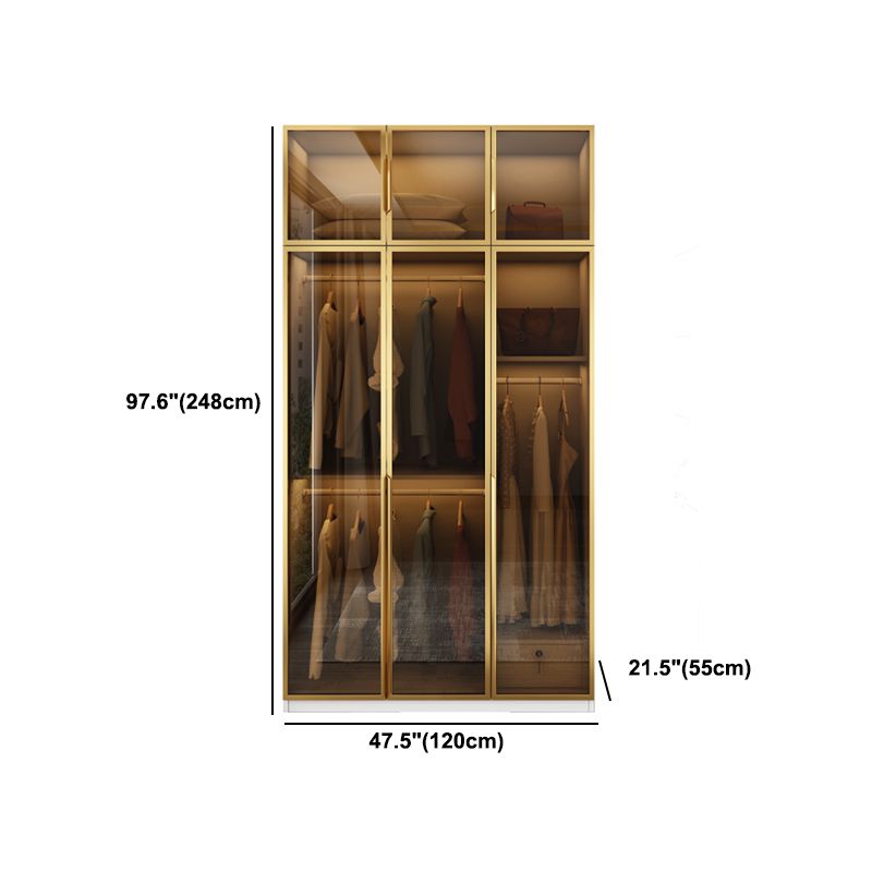 Modern Style Glass Wardrobe Bedroom Wardrobe Closet with Drawer Clearhalo 'Armoires & Wardrobes' 'armoires_wardrobes' 'Bedroom Furniture' 'furn' 'furn_armoires_wardrobes' 'Furniture' 1200x1200_ea2bc721-1c3d-4d55-a6c7-d591c35127c6