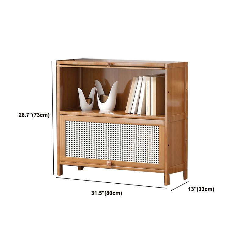 13 "brede houten boekenkast bamboe lichtbruine boekenplank met deuren