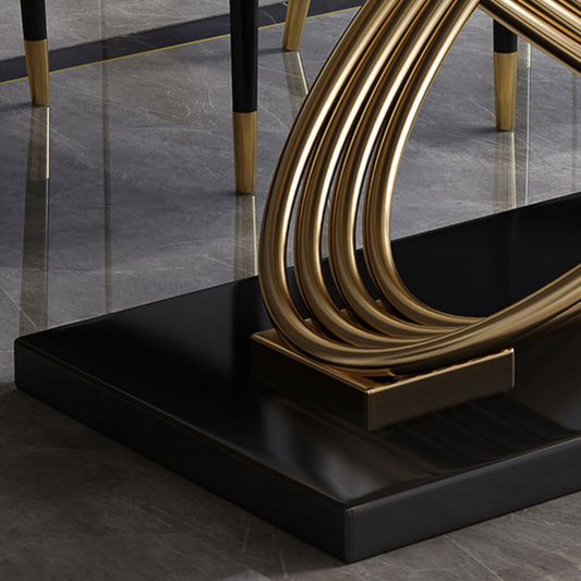 Modern Sintered Stone Dining¬†Room¬†Set with Rectangle Table and Metal Base Dining Table Furniture Clearhalo 'Dining Room Sets' 'Dining Tables & Seating' 'dining_room_set' 'furn' 'furn_dining_room_set' 'Furniture' 'furniture_dining_room_set' 'Kitchen & Dining Furniture' 'kitchen&dining_furn' 'kitchen' 1200x1200_ea2ca22a-acad-4c8f-b3ed-2cbc10020f50