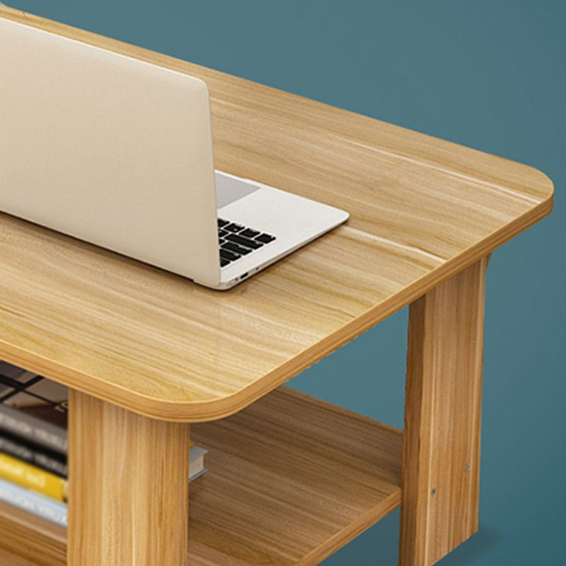 Rechthoekige houten salontafel 1 enkele cocktailtafel met opbergplank