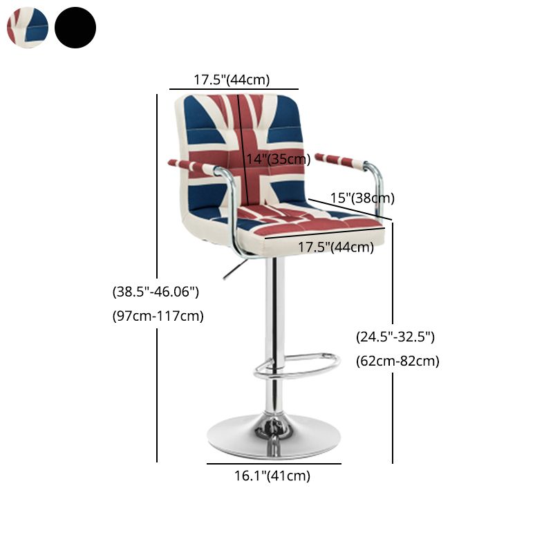 Modern Leather Low Back Bar Stool Armed Quilted Adjustable Height Counter Stool Clearhalo 'Bar Furniture' 'Bar Stools' 'bar_stools' 'furn' 'furn_bar_stools' 'furniture_bar_stools' 'Kitchen & Dining Furniture' 'kitchen&dining_furn' 'kitchen' 'kitchen_furn' Furniture' 1200x1200_ea3285c1-8893-4319-99a8-80452e7856d0