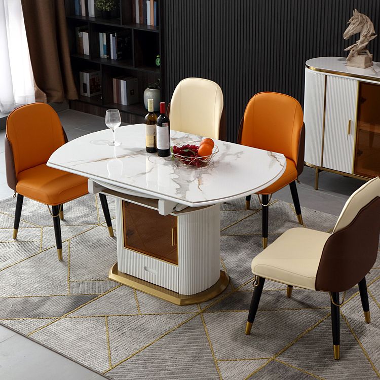Round Pedestal Dinette Table Traditional Luxury Dining Room Table with Draswer Clearhalo ' dining_table' 'Dining Tables & Seating' 'Dining Tables' 'furn' 'furn_dining_table' 'Furniture' 'furniture_dining_table' 'Kitchen & Dining Furniture' 'kitchen&dining_furn' 'kitchen' 'kitchen_dining_table' 1200x1200_ea3412ff-9c49-4b8a-8465-32912c40c4a8
