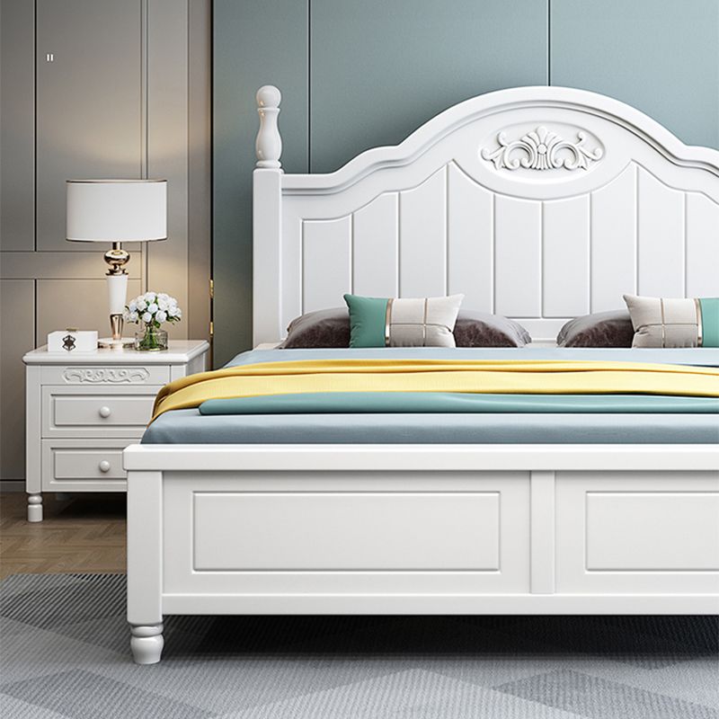 French Country White Standard Bed 46.45" High Bed with Headboard