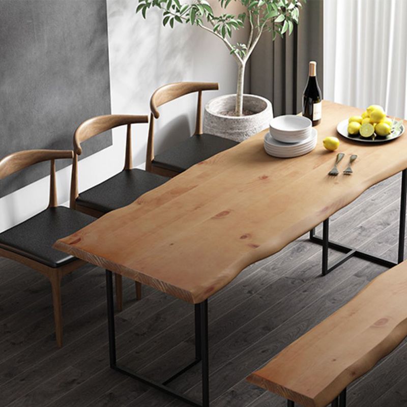 Brown Solid Wood Dining Table Industrial Table with Metal Frame Clearhalo 'Dining Tables & Seating' 'Dining Tables' 'dining_table' 'furn' 'furn_dining_table' 'Furniture' 'Kitchen & Dining Furniture' 1200x1200_ea358528-b74e-451f-ae9f-66d44c1dccb6
