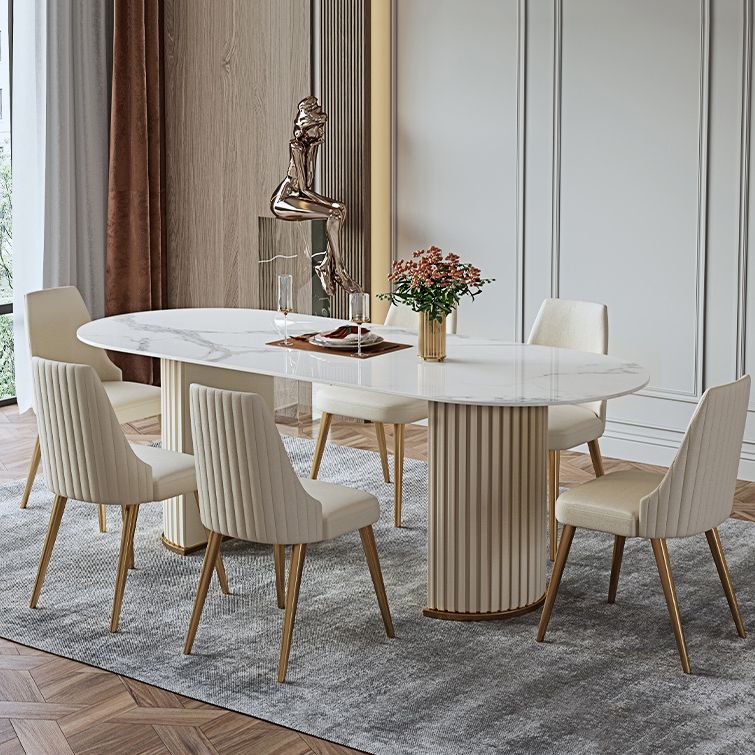 Glam 1/2/3/4/7 Pieces Dining Set Sintered Stone Dining Table Set for Dining Areas Clearhalo 'Dining Room Sets' 'Dining Tables & Seating' 'dining_room_set' 'furn' 'furn_dining_room_set' 'Furniture' 'furniture_dining_room_set' 'Kitchen & Dining Furniture' 1200x1200_ea36e343-8f11-4b15-af33-b5f4a2f02fd9