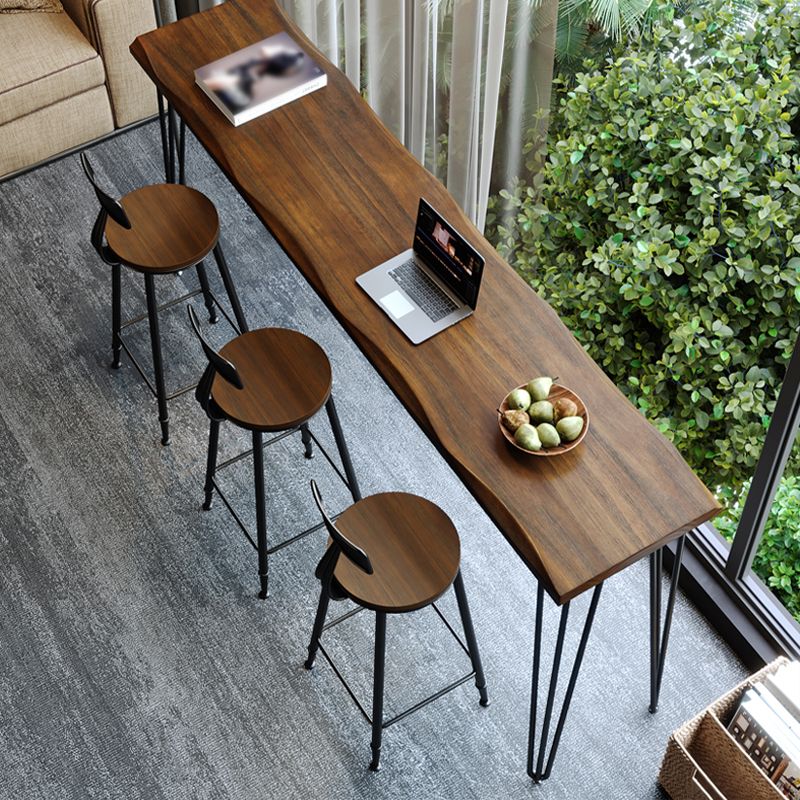 Pine Wood Bar Dining Table Industrial Rectangle Bar Table with 4 Legs Pedestal for Balcony Clearhalo 'Bar Furniture' 'Bar Tables' 'bar_tables' 'furn' 'furn_bar_tables' 'Furniture' 'furniture_bar_tables' 'Kitchen & Dining Furniture' 1200x1200_ea37bfc4-dbc6-41a5-9bbc-dd27587b0582