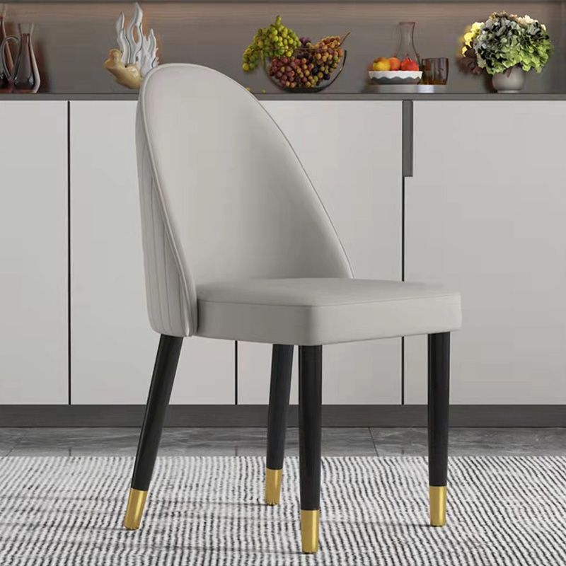 Oak Wood Glam Dining Chair Matte Finish Solid Back Side Chair