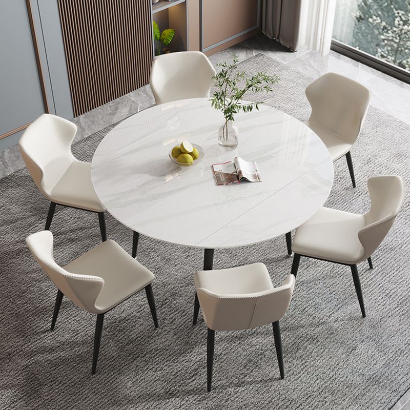 Modern Stone Dining Table with 4 Black Legs Table for Dining Room Clearhalo 'Dining Tables & Seating' 'Dining Tables' 'dining_table' 'furn' 'furn_dining_table' 'Furniture' 'Kitchen & Dining Furniture' 1200x1200_ea3b6fdd-590e-42d5-a653-e44fd12d1af6