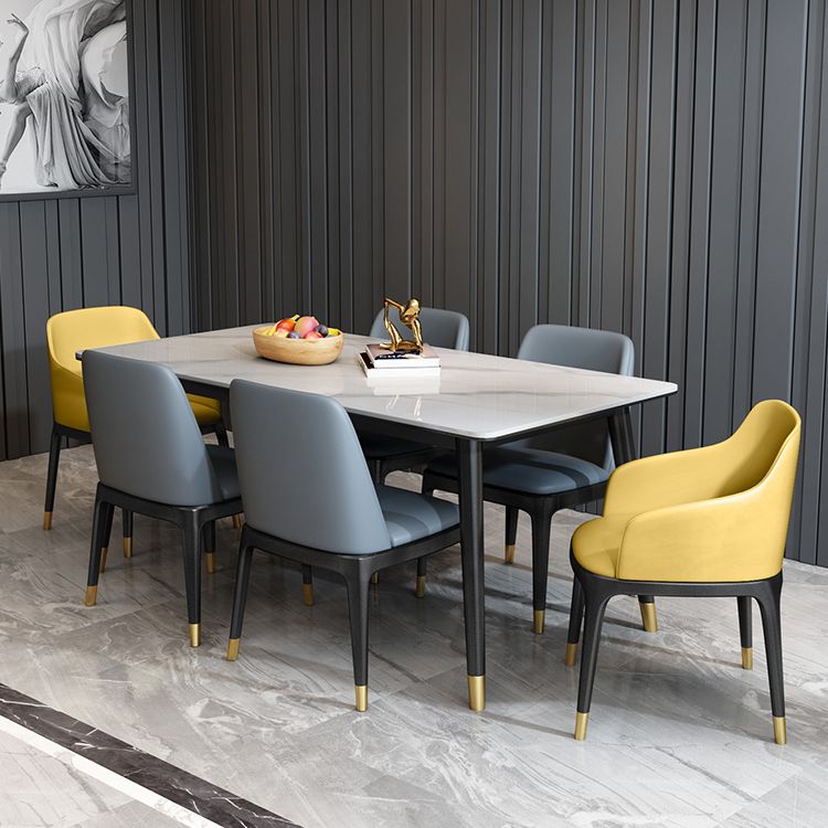 Rectangle 4 Legs Home Furniture Stone Dining Room Collection for Dining Room Clearhalo ' dining_table' 'Dining Tables & Seating' 'Dining Tables' 'furn' 'furn_dining_table' 'Furniture' 'furniture_dining_table' 'Kitchen & Dining Furniture' 'kitchen&dining_furn' 'kitchen' 'kitchen_dining_table' 1200x1200_ea3c932a-1658-462f-a722-b6259a499ed6