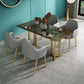 Rectangle Glass Dining Table Modern Style Dining Table with Gold Frame Clearhalo ' dining_table' 'Dining Tables & Seating' 'Dining Tables' 'furn' 'furn_dining_table' 'Furniture' 'furniture_dining_table' 'Kitchen & Dining Furniture' 'kitchen&dining_furn' 'kitchen' 'kitchen_dining_table' 1200x1200_ea3cbd5b-7e92-4d90-a1ab-968603e2f603
