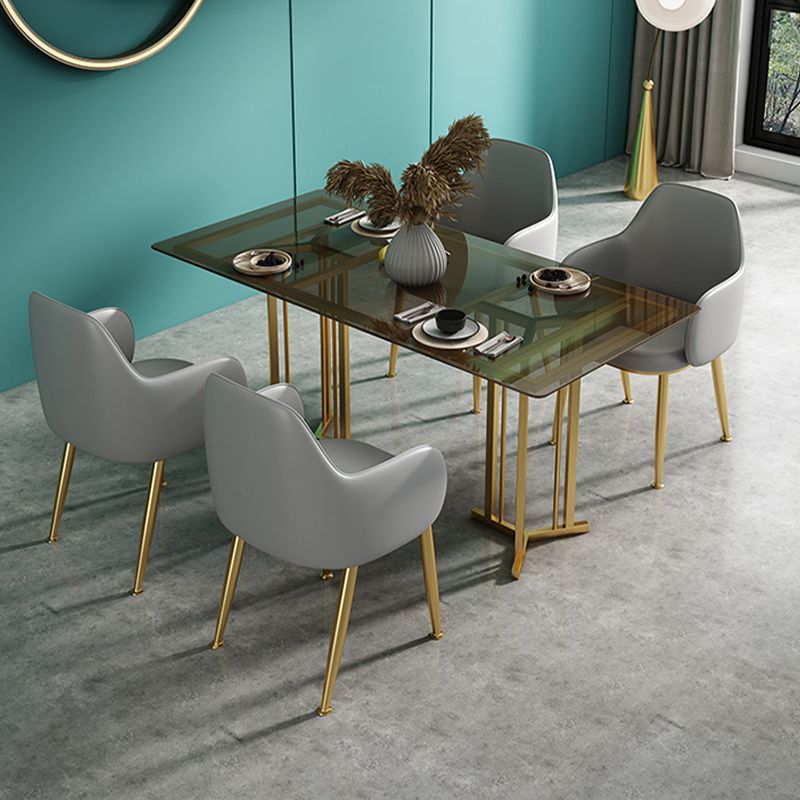 Rectangle Glass Dining Table Modern Style Dining Table with Gold Frame Clearhalo ' dining_table' 'Dining Tables & Seating' 'Dining Tables' 'furn' 'furn_dining_table' 'Furniture' 'furniture_dining_table' 'Kitchen & Dining Furniture' 'kitchen&dining_furn' 'kitchen' 'kitchen_dining_table' 1200x1200_ea3cbd5b-7e92-4d90-a1ab-968603e2f603