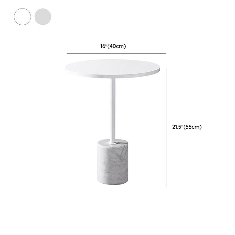 Mesa de portaobjetos de extremo de pedestal de mármol moderno mesa redonda blanca