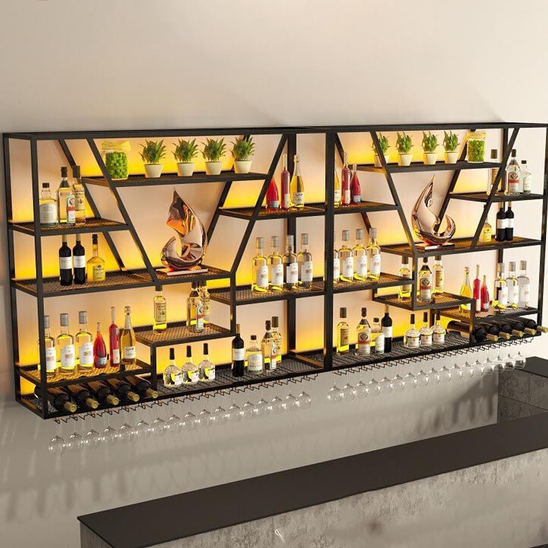 Wall Mounted Iron Wine Racks Modern Style Wine Holder Rack with Shelf Clearhalo 'furn' 'furn_wine_racks' 'Furniture' 'Kitchen & Dining Furniture' 'Wine Racks' 'wine_racks' 1200x1200_ea3d3be7-36cb-4949-9744-61557a766f34