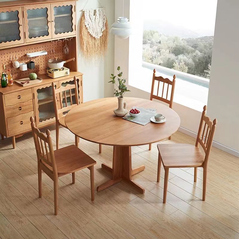 Round Wooden Dining Table Natural Home Kitchen Desk with Pedestal Base Clearhalo 'Dining Tables & Seating' 'Dining Tables' 'dining_table' 'furn' 'furn_dining_table' 'Furniture' 'Kitchen & Dining Furniture' 1200x1200_ea3eb350-3490-4ed0-8644-6c8f49fa427e