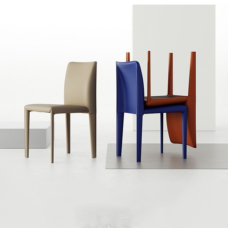 Designer Style Armless Chair Parsons Back Leather Chair for Restaurant Clearhalo 'Dining Chairs' 'Dining Tables & Seating' 'dining_chair' 'furn' 'furn_dining_chair' 'Furniture' 'Kitchen & Dining Furniture' 1200x1200_ea3f834e-b22a-4def-b0f1-ea09eae042f4