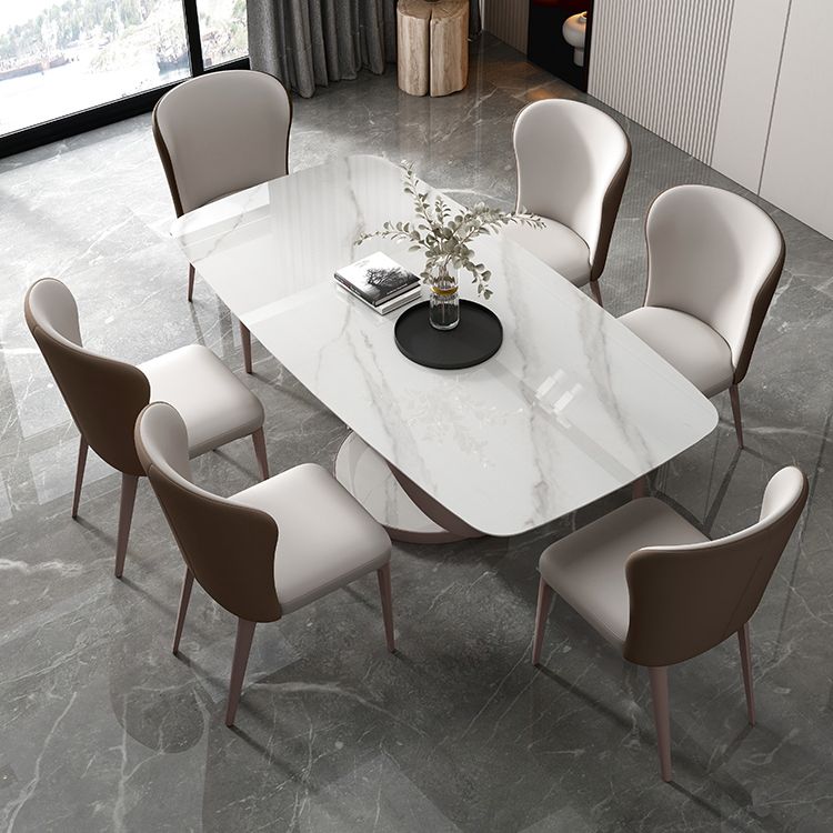 Casual Sintered Stone Standard Dining Table Rectangle Shape Dining Table with Pedestal Base Clearhalo ' dining_table' 'Dining Tables & Seating' 'Dining Tables' 'furn' 'furn_dining_table' 'Furniture' 'furniture_dining_table' 'Kitchen & Dining Furniture' 'kitchen&dining_furn' 'kitchen' 'kitchen_dining_table' 1200x1200_ea40776f-8c33-44a6-a412-b3d6a7edf351