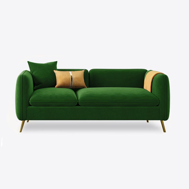 with 2 Pillows Tuxedo Arm Sofa 30.3" D X 26.38" H Velvet Cushions Sofa Clearhalo 'furn' 'furn_sofas' 'Furniture' 'furniture_sofas' 'kitchen' 'kitchen_sofas' 'Living Room Furniture' 'Sofa' 'sofas' 1200x1200_ea417a99-4eb7-469a-9590-290517212e8b