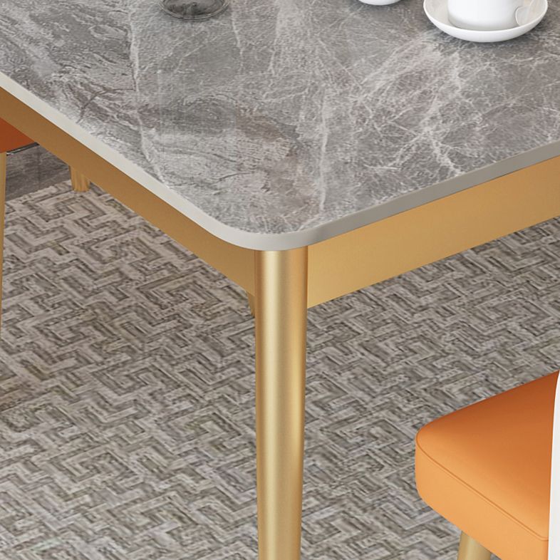 Set da pranzo Nordic Stone Top 1/2/5/7 pezzi Tavolo da pranzo grigio con sedie in pelle