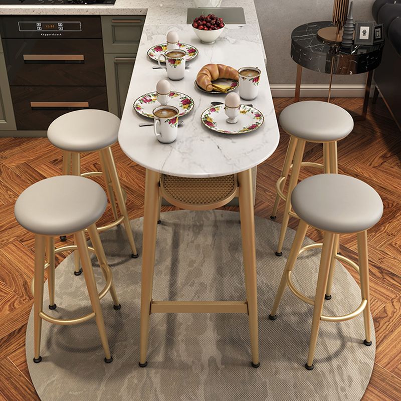 Dining Room Stone Top Counter Table Metal 4 Legs Glam Style Bar Table, Only Table Clearhalo 'Bar Furniture' 'Bar Tables' 'bar_tables' 'furn' 'furn_bar_tables' 'Furniture' 'furniture_bar_tables' 'Kitchen & Dining Furniture' 1200x1200_ea42e65c-7e2b-4acb-af57-da476ee06f1f