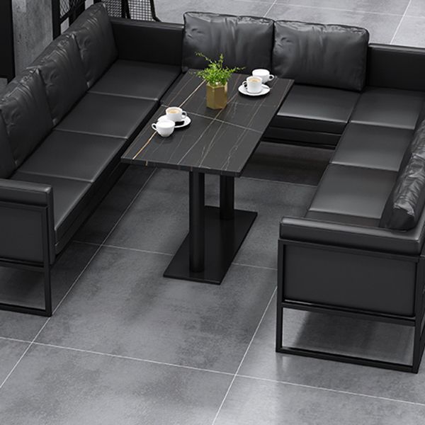 Industrial Sintered Stone Dinner Room Kitchen Table Black Top Table with Black Frame Clearhalo ' dining_table' 'Dining Tables & Seating' 'Dining Tables' 'furn' 'furn_dining_table' 'Furniture' 'furniture_dining_table' 'Kitchen & Dining Furniture' 'kitchen&dining_furn' 'kitchen' 'kitchen_dining_table' 1200x1200_ea437185-083b-4384-bf9c-00ccc84021e3