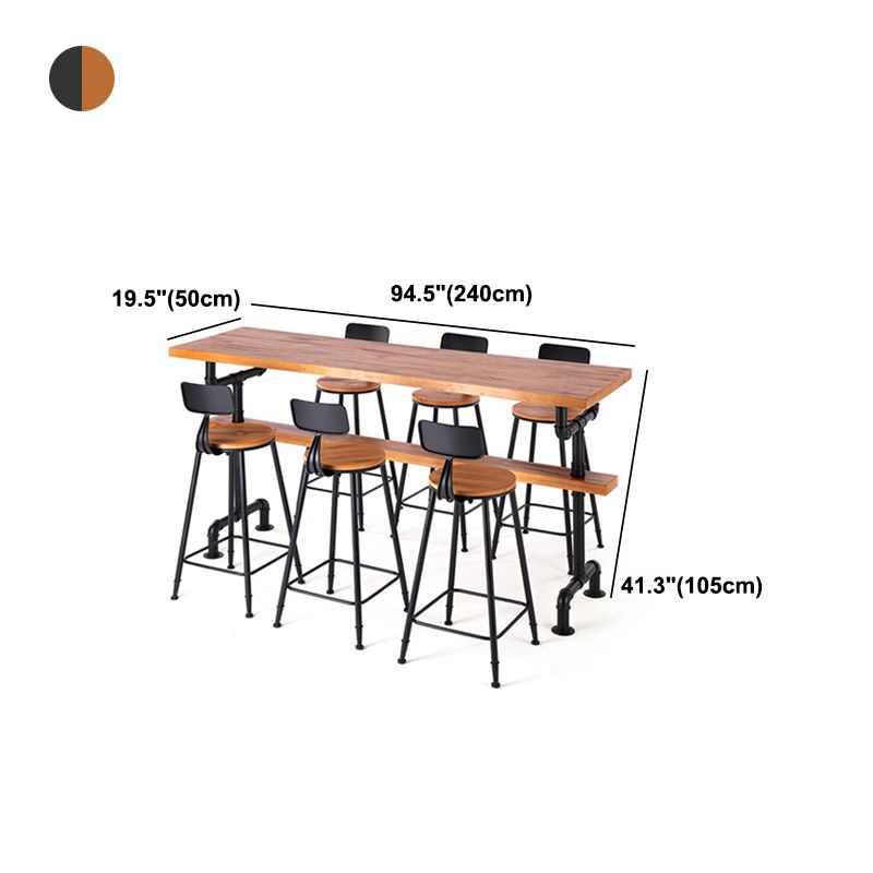 Brown Industrial Bar Table Pine Wood Milk Tea Shop Casual Bar Table Clearhalo 'Bar Furniture' 'Bar Tables' 'bar_tables' 'furn' 'furn_bar_tables' 'Furniture' 'furniture_bar_tables' 'Kitchen & Dining Furniture' 1200x1200_ea45236f-0fec-4c0d-aea0-210be70a2d23