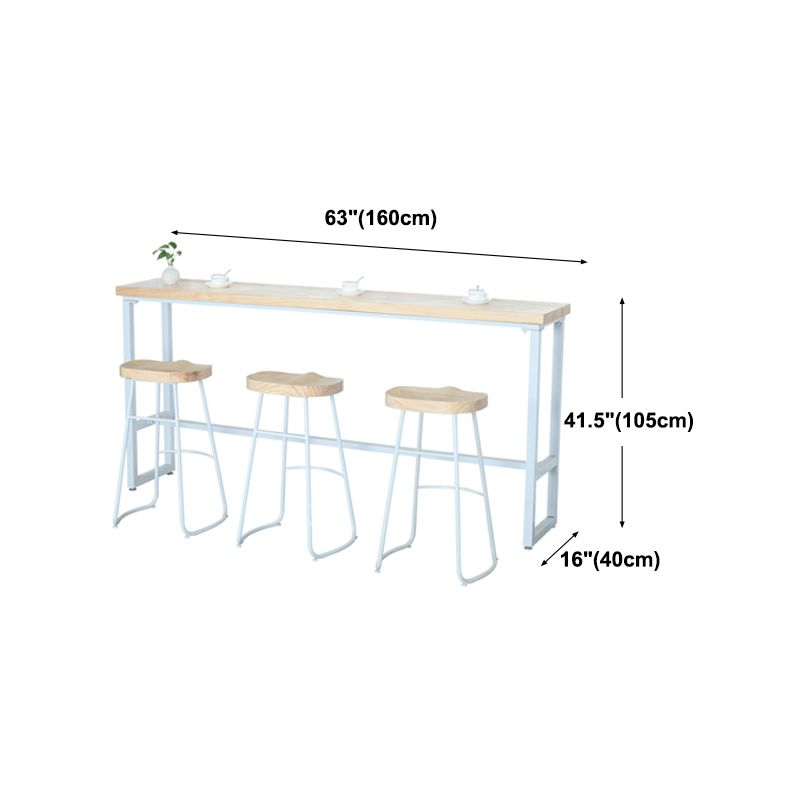Modern Rectangle Bar Table Wood Bar Height Table with Iron Base in White, Only Table Clearhalo 'Bar Furniture' 'Bar Tables' 'bar_tables' 'furn' 'furn_bar_tables' 'Furniture' 'furniture_bar_tables' 'Kitchen & Dining Furniture' 'kitchen&dining_furn' 'kitchen' 1200x1200_ea48ea96-148f-4bef-adec-11156aa37fe1