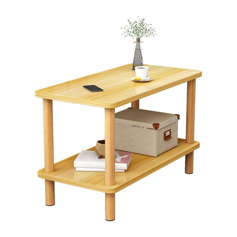 Table d'appoint en bois à double niveau de style moderniste géométrique pour le salon