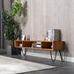 Meuble TV de rangement ouvert, Console multimédia industrielle, meuble TV pour salon