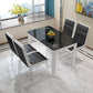 Modern Glass Table Rectangle White Base Dining Table for Kitchen