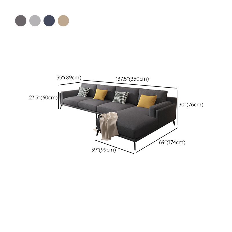 L-shape 4-seater Fabric Sectional Slipcovered Square Arm Sectional Clearhalo 'furn' 'furn_sectionals' 'Furniture' 'Living Room Furniture' 'Sectionals' 1200x1200_ea4d7e5d-10e5-44b9-b5e8-5a7ada482e94