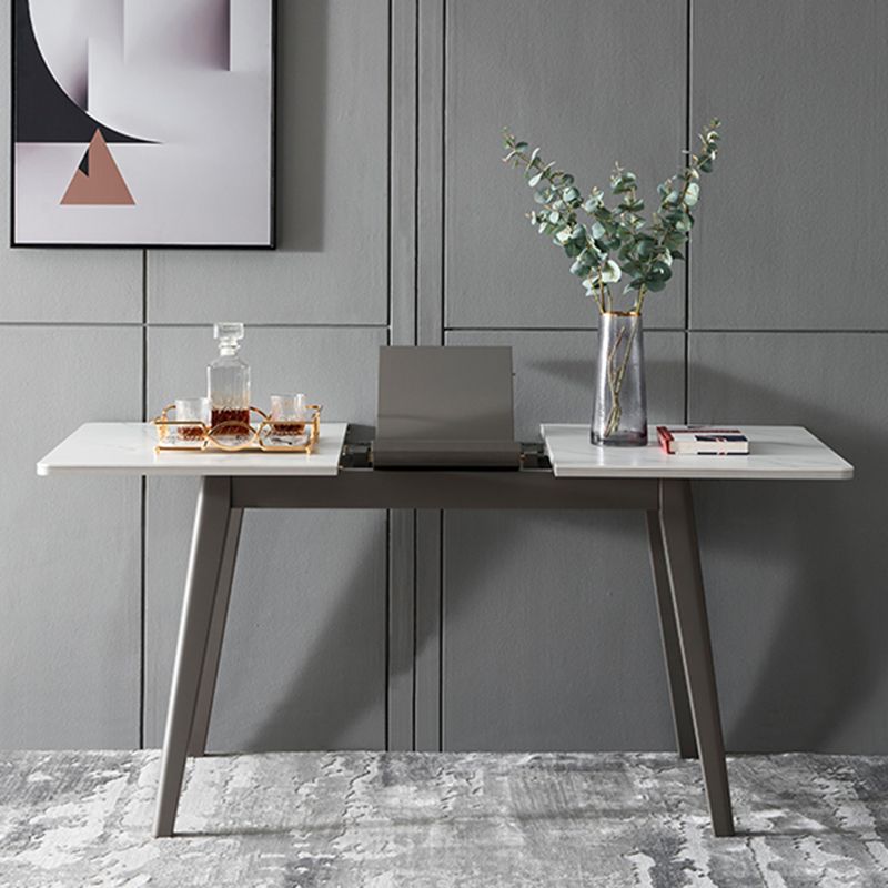 Rechteck Esstisch Set mit grauen Beinen 1/2/5/7 PCs Esseet Set für Zuhause