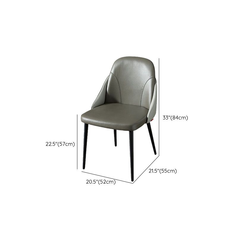 Modern Style Dining Chair Leather Low Back Side Chair for Dining Room