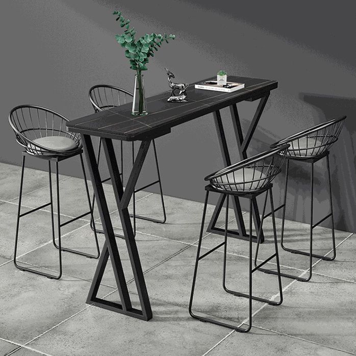 Stone Bar Dining Table Industrial Bar Dining Table with Double Pedestal Base Clearhalo 'Bar Furniture' 'Bar Tables' 'bar_tables' 'furn' 'furn_bar_tables' 'Furniture' 'furniture_bar_tables' 'Kitchen & Dining Furniture' 1200x1200_ea4ffd62-5958-4702-92d3-c0adeb1a19ff