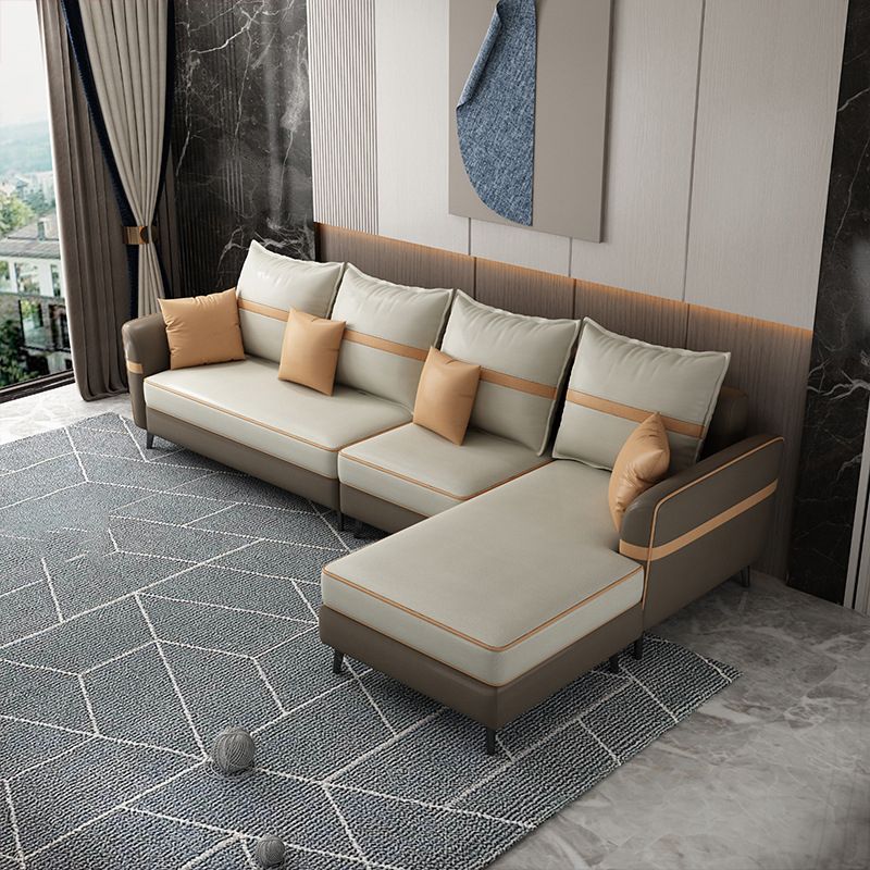 Modern 29,52 "H Faux Leder ausgestattetem Armsofa & Chaise für Wohnzimmer