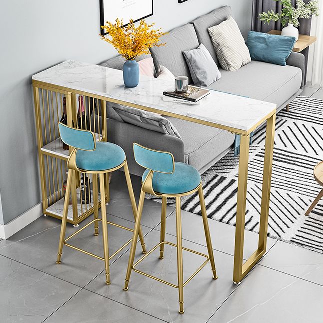 Glam 1/3 Pieces Bar Table Set Rectangle Stone Counter Table with High Stools for Cafe Clearhalo 'Bar Furniture' 'furn' 'furn_home_bar_bar_sets' 'Furniture' 'Home Bars & Bar Sets' 'home_bar_bar_sets' 'Kitchen & Dining Furniture' 1200x1200_ea5117e1-16c0-4c8a-83a3-c31aa0733367