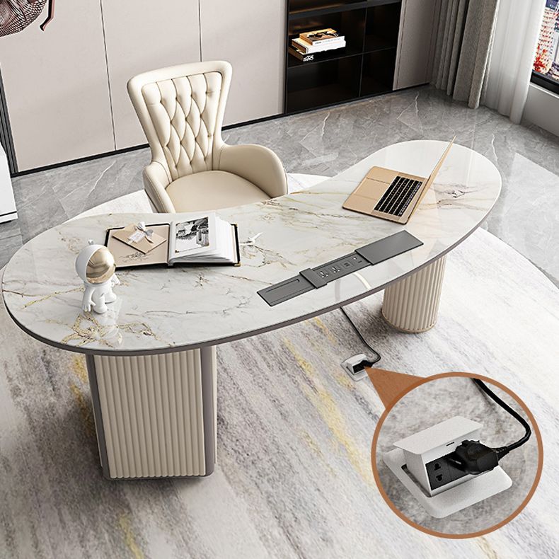 Glam Executive Desk Pedestal 3-drawer Cable Management Office Desk Clearhalo 'furn' 'furn_office_desk' 'Furniture' 'Office Desks' 'Office Furniture' 'office_desk' 1200x1200_ea548646-9017-4aa8-8e51-4c590e30dbef