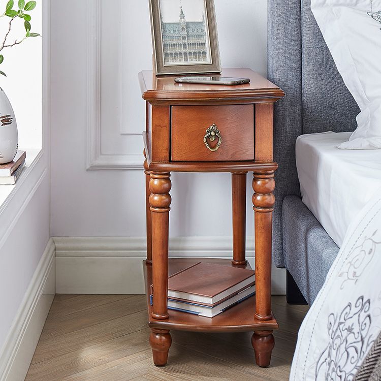 Mesa de extremo rectangular moderna 23 "de altura 4 patas de madera maciza mesa auxiliar