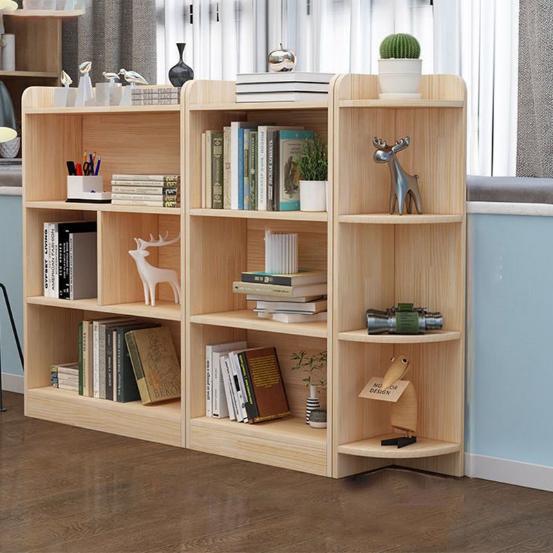 Modern Brown Shelf Bookcase Closed Back Wooden Book Shelf for Study Room