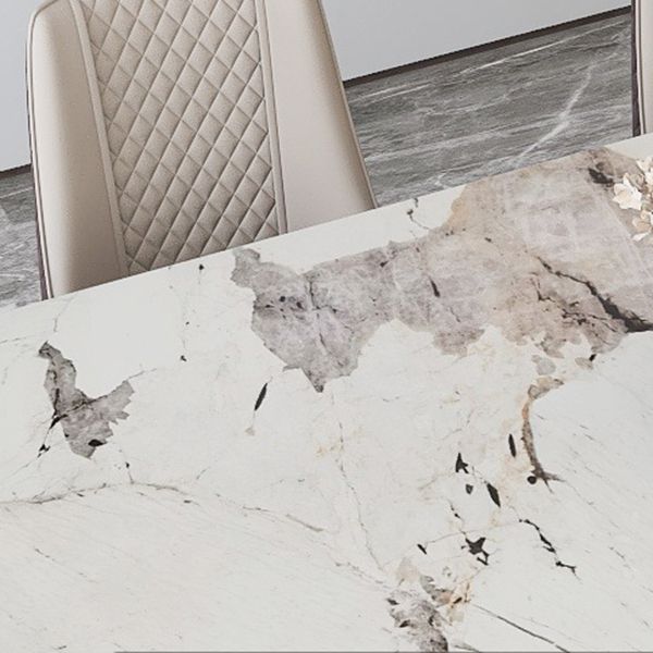 Mesa de comedor de piedra sinterizada moderna mesa de doble pedestal con base acrílica para el hogar