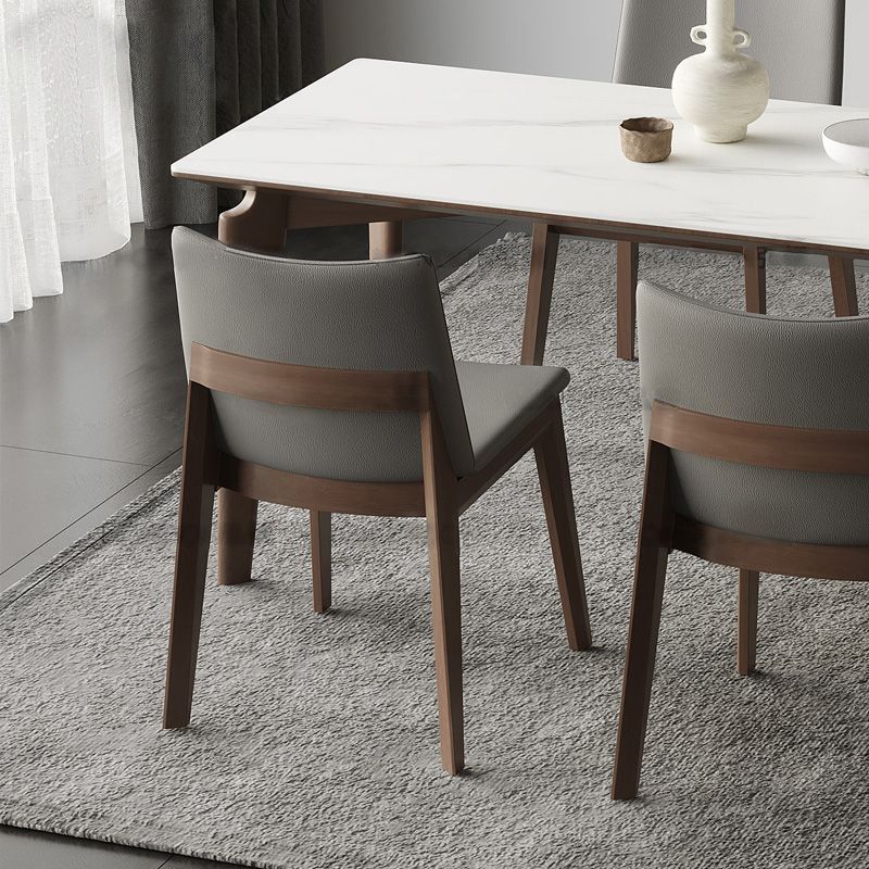 Industrial Parsons Chair Solid Wood Legs Upholstered Side Chair