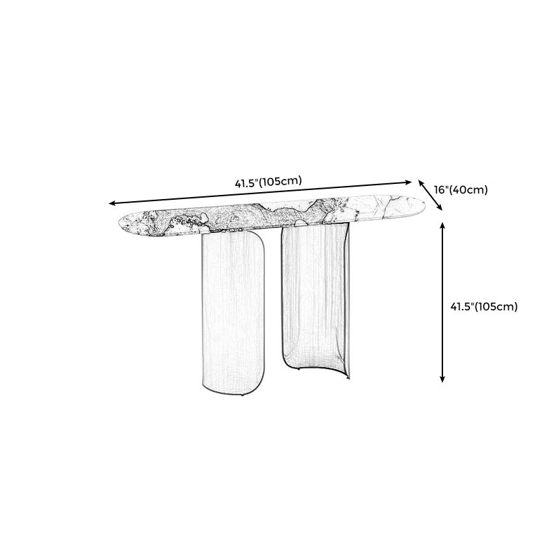 Contemporary Sintered Stone Side End Table with Metal Abstract Base Clearhalo 'Coffee & Accent Tables' 'End & Side Tables' 'end_side_tables' 'furn' 'furn_end_side_tables' 'Furniture' 'Living Room Furniture' 1200x1200_ea57e8d8-075b-4f7d-8c1b-36aa3567fcfa
