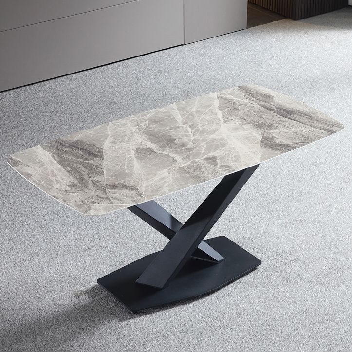 Minimalist Kitchen Gray Dining Table Sintered Stone Rectangle Dining Table with Pedestal Base Clearhalo ' dining_table' 'Dining Tables & Seating' 'Dining Tables' 'furn' 'furn_dining_table' 'Furniture' 'furniture_dining_table' 'Kitchen & Dining Furniture' 'kitchen&dining_furn' 'kitchen' 'kitchen_dining_table' 1200x1200_ea5b2cff-fed3-4223-8fda-8c5bf60946a1