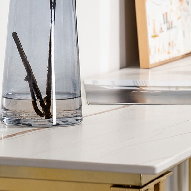 Glam Marble Counter Table with Rectangle Table Top Sled Table - 41.3" H Clearhalo 'Bar Furniture' 'Bar Tables' 'bar_tables' 'furn' 'furn_bar_tables' 'Furniture' 'furniture_bar_tables' 'Kitchen & Dining Furniture' 1200x1200_ea5c4151-e7f5-4f80-93e8-64173d6eab3a
